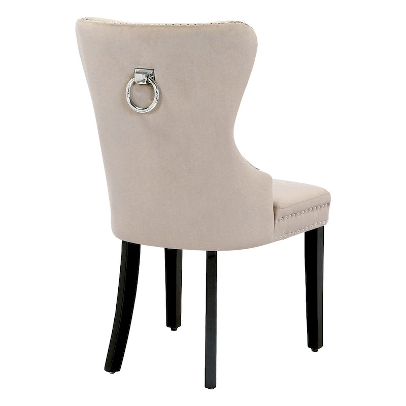Chaises de salle à manger capitonnées à oreilles (lot de 4), avec rivets et anneaux.