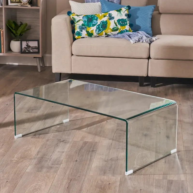 Table basse rectangulaire en verre massif