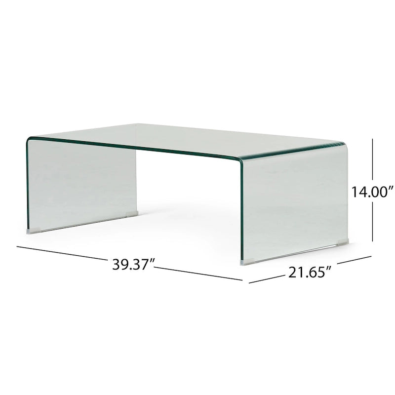 Table basse rectangulaire en verre massif