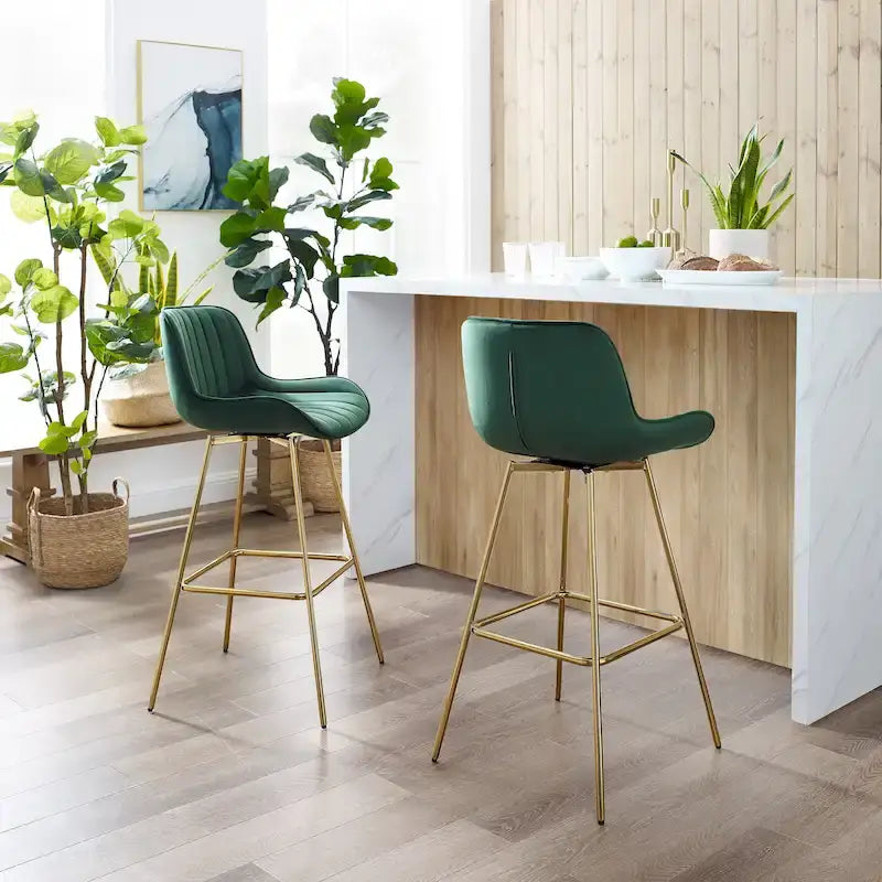 Tabourets de bar pivotants modernes en velours (lot de 2)