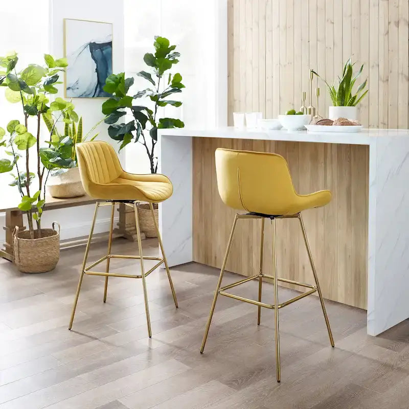 Tabourets de bar pivotants modernes en velours (lot de 2)