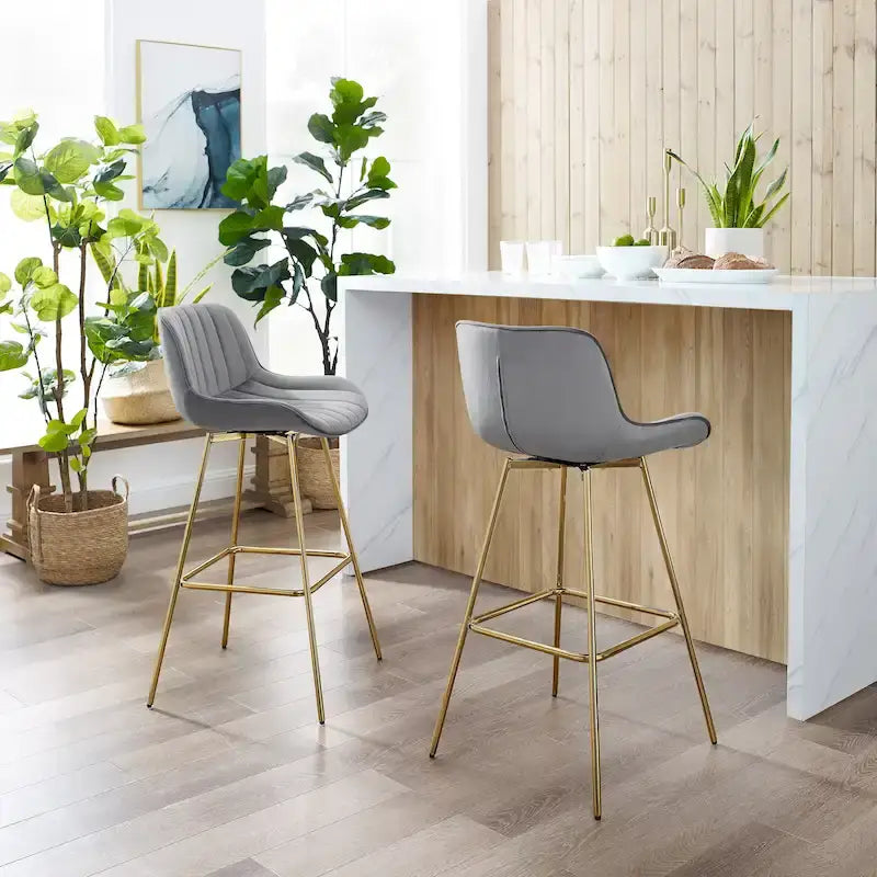 Tabourets de bar pivotants modernes en velours (lot de 2)