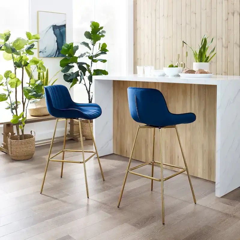 Tabourets de bar pivotants modernes en velours (lot de 2)