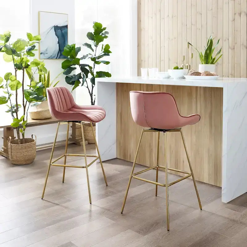 Tabourets de bar pivotants modernes en velours (lot de 2)