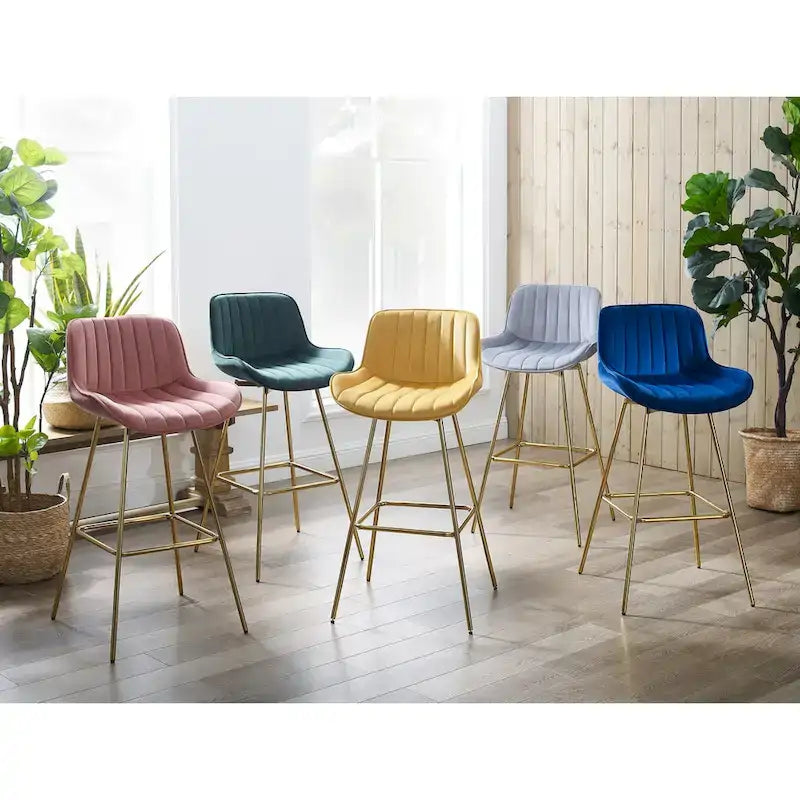 Tabourets de bar pivotants modernes en velours (lot de 2)