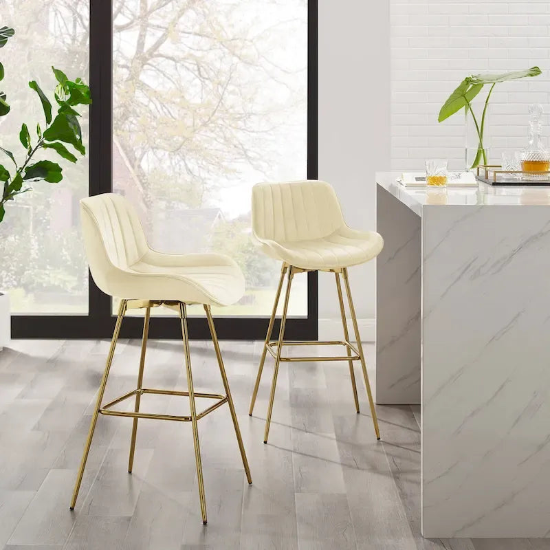 Tabourets de bar pivotants modernes en velours (lot de 2)