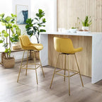 Tabourets de bar pivotants modernes en velours (lot de 2)
