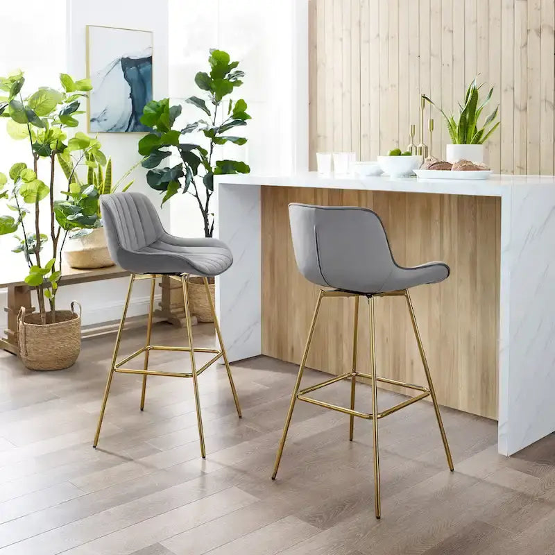Tabourets de bar pivotants modernes en velours (lot de 2)