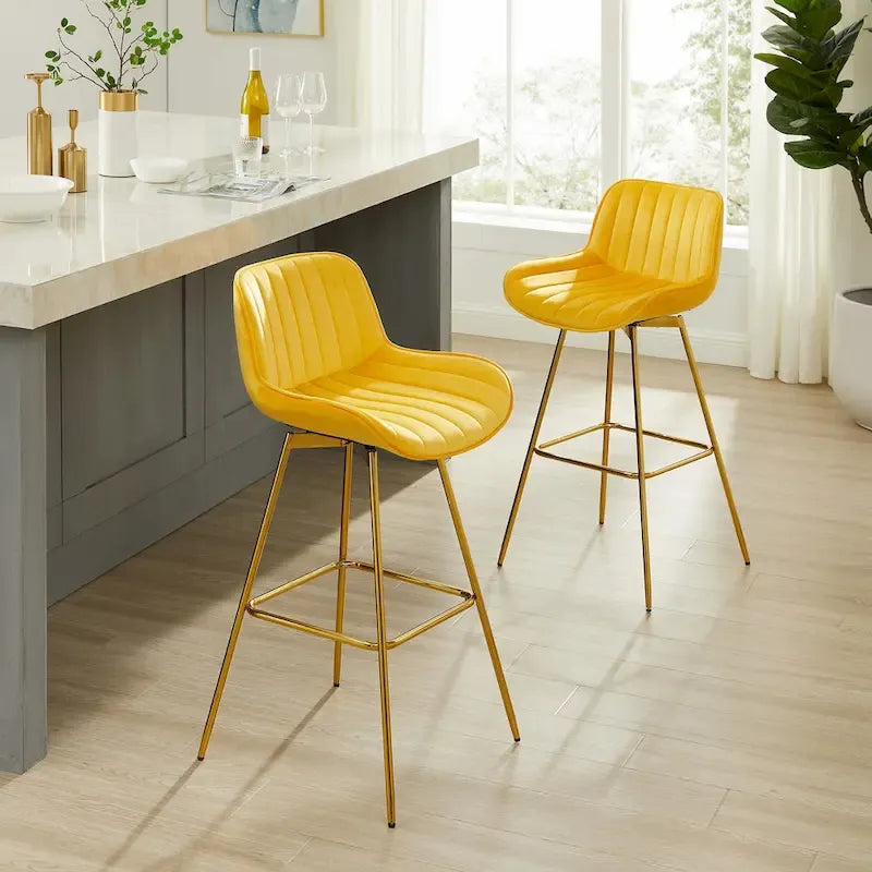 Tabourets de bar pivotants modernes en velours (lot de 2)