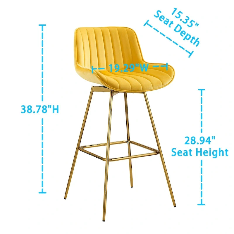 Tabourets de bar pivotants modernes en velours (lot de 2)