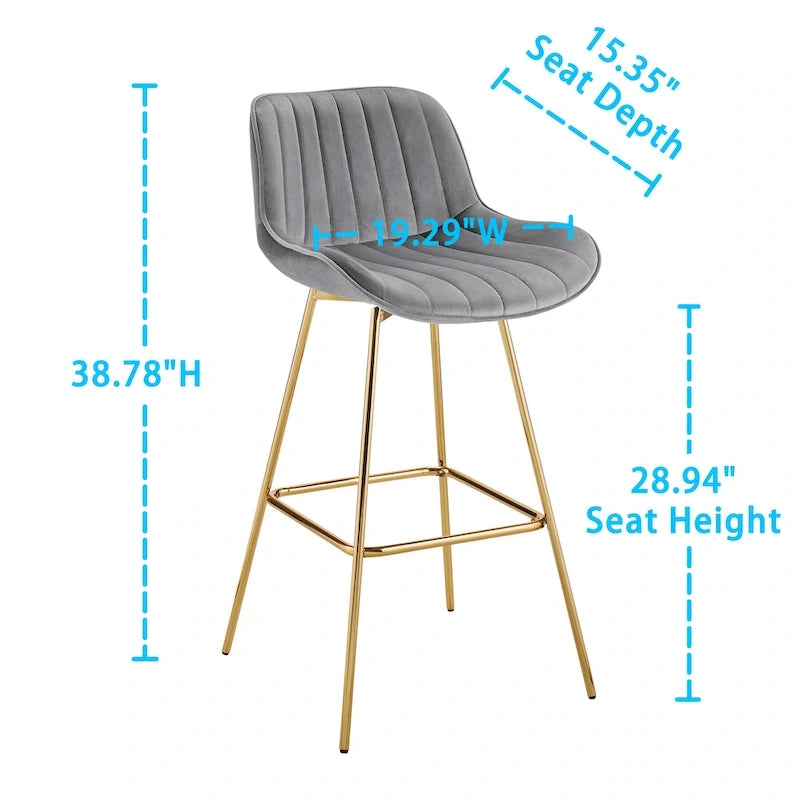 Tabourets de bar pivotants modernes en velours (lot de 2)