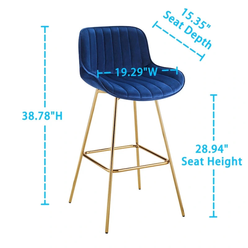 Tabourets de bar pivotants modernes en velours (lot de 2)