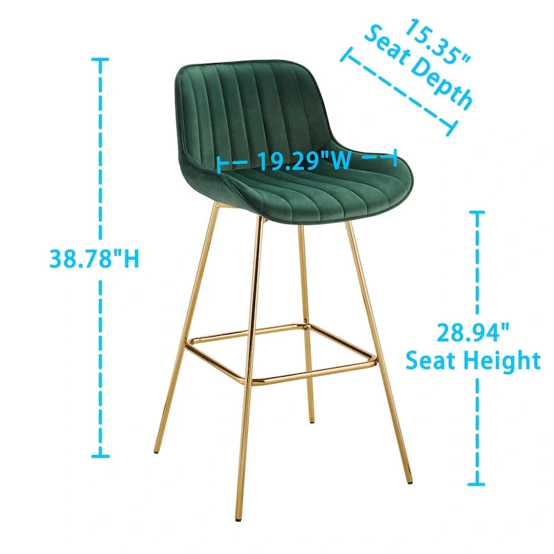 Tabourets de bar pivotants modernes en velours (lot de 2)