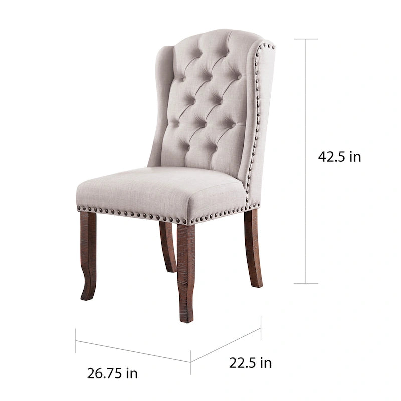 Chaises de salle à manger capitonnées à oreilles esprit ferme.