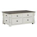 Table basse relevable blanche/grise - 26 pouces de large x 46 pouces de profondeur x 20 pouces de haut
