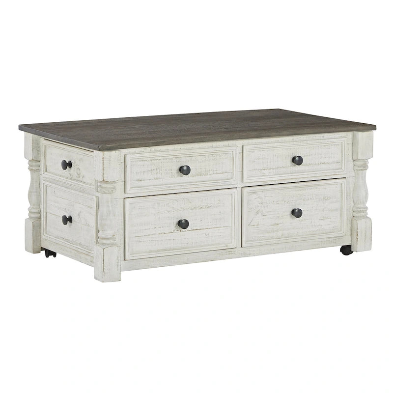 Table basse relevable blanche/grise - 26 pouces de large x 46 pouces de profondeur x 20 pouces de haut