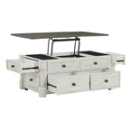 Table basse relevable blanche/grise - 26 pouces de large x 46 pouces de profondeur x 20 pouces de haut