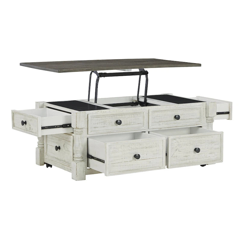 Table basse relevable blanche/grise - 26 pouces de large x 46 pouces de profondeur x 20 pouces de haut