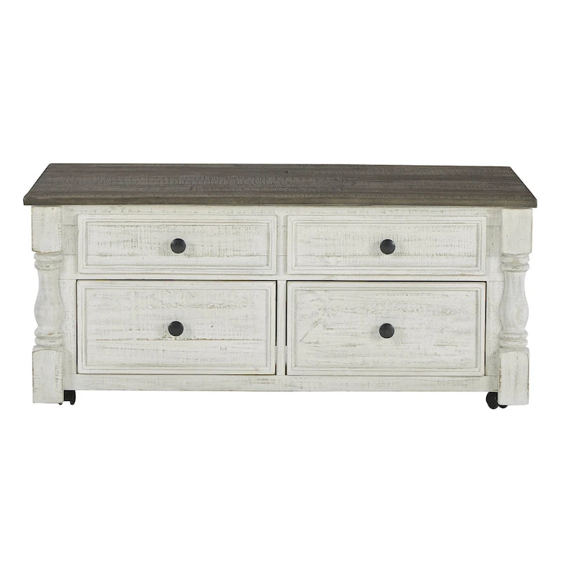 Table basse relevable blanche/grise - 26 pouces de large x 46 pouces de profondeur x 20 pouces de haut