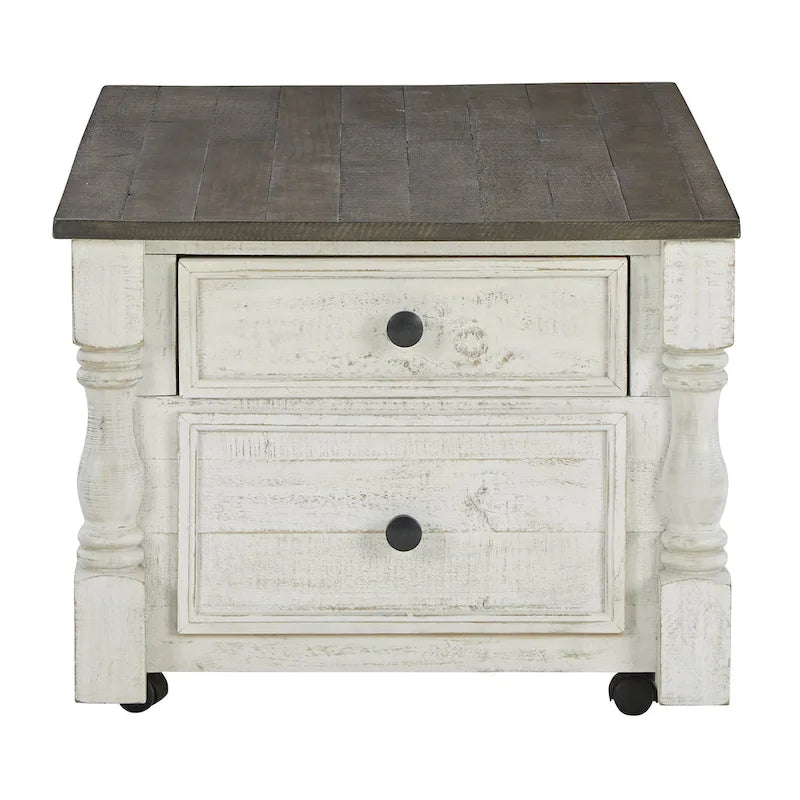 Table basse relevable blanche/grise - 26 pouces de large x 46 pouces de profondeur x 20 pouces de haut