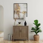 Meuble bas moderne en bois massif, 81 cm de large, brun fumé - 35,5 cm de profondeur x 81 cm de large x 79 cm de haut