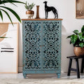 Armoire de rangement sculptée ajourée rétro à deux portes