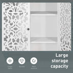 Armoire de rangement sculptée ajourée rétro à deux portes