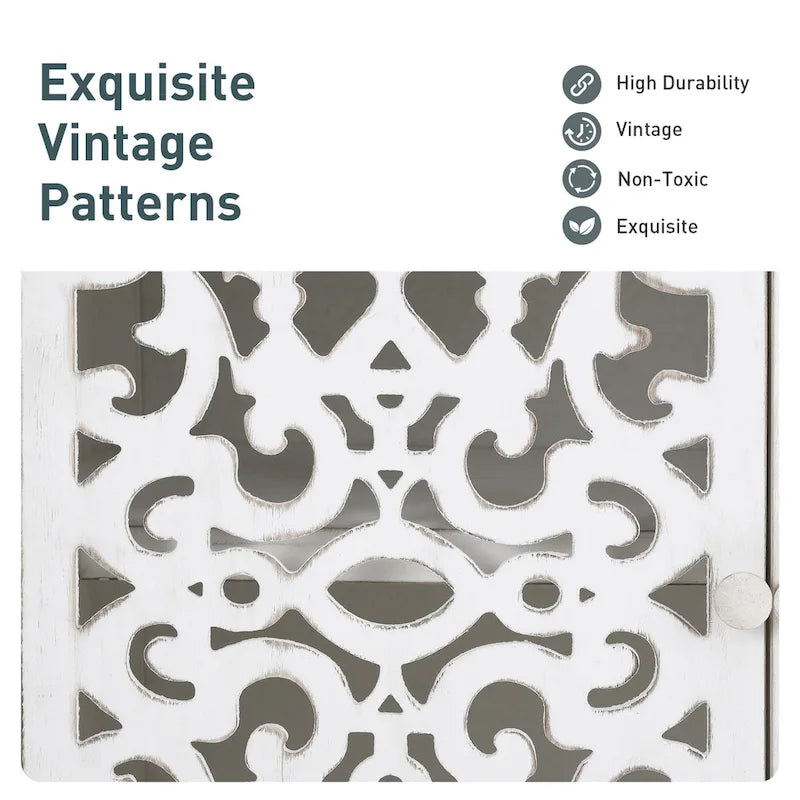 Armoire de rangement sculptée ajourée rétro à deux portes