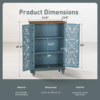 Armoire de rangement sculptée ajourée rétro à deux portes