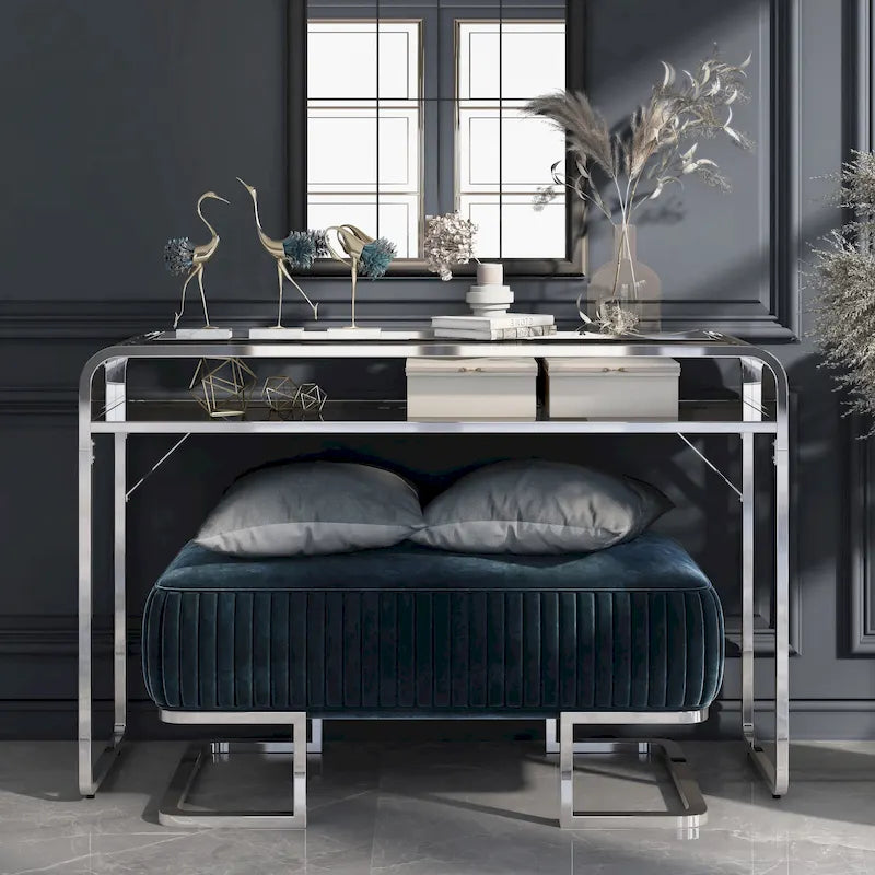 Table basse simple couche en verre de 46 pouces de style moderne