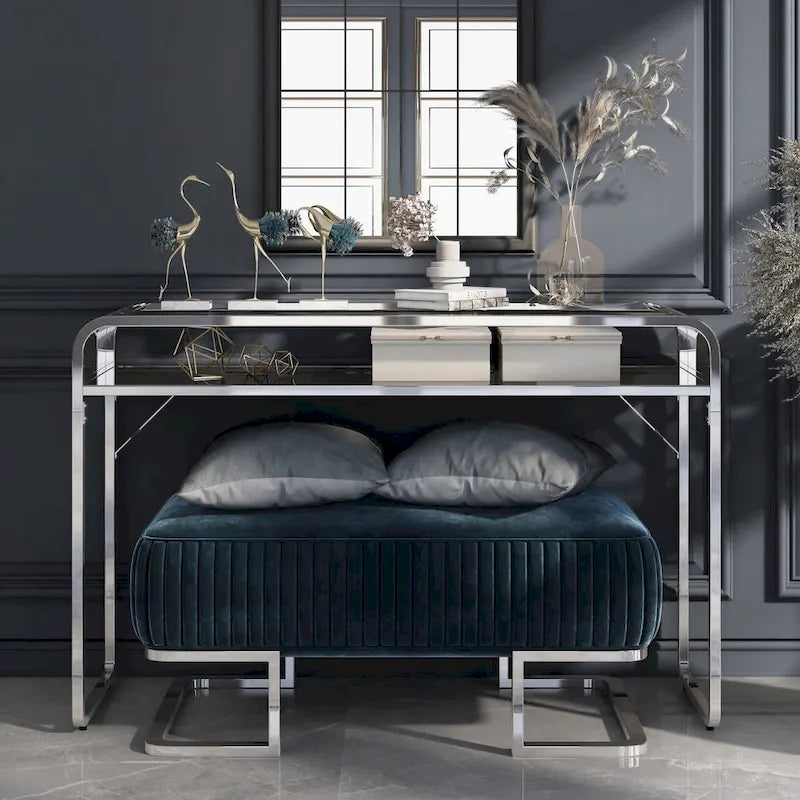 Table basse simple couche en verre de 46 pouces de style moderne