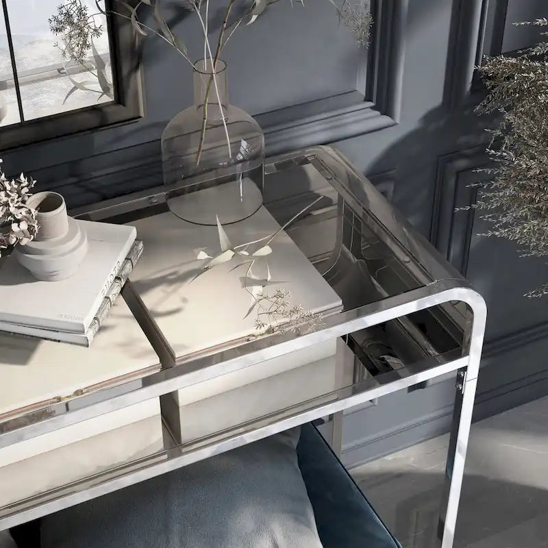 Table basse simple couche en verre de 46 pouces de style moderne