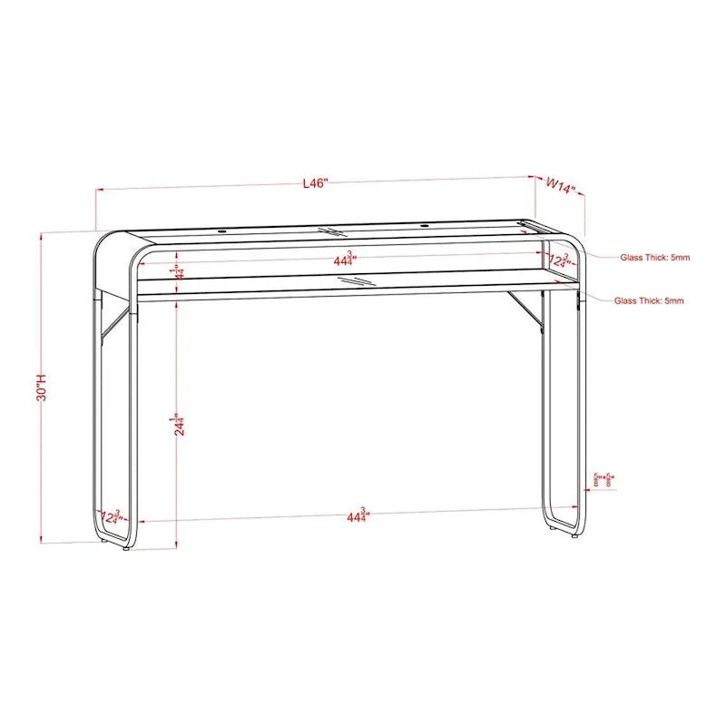 Table basse simple couche en verre de 46 pouces de style moderne
