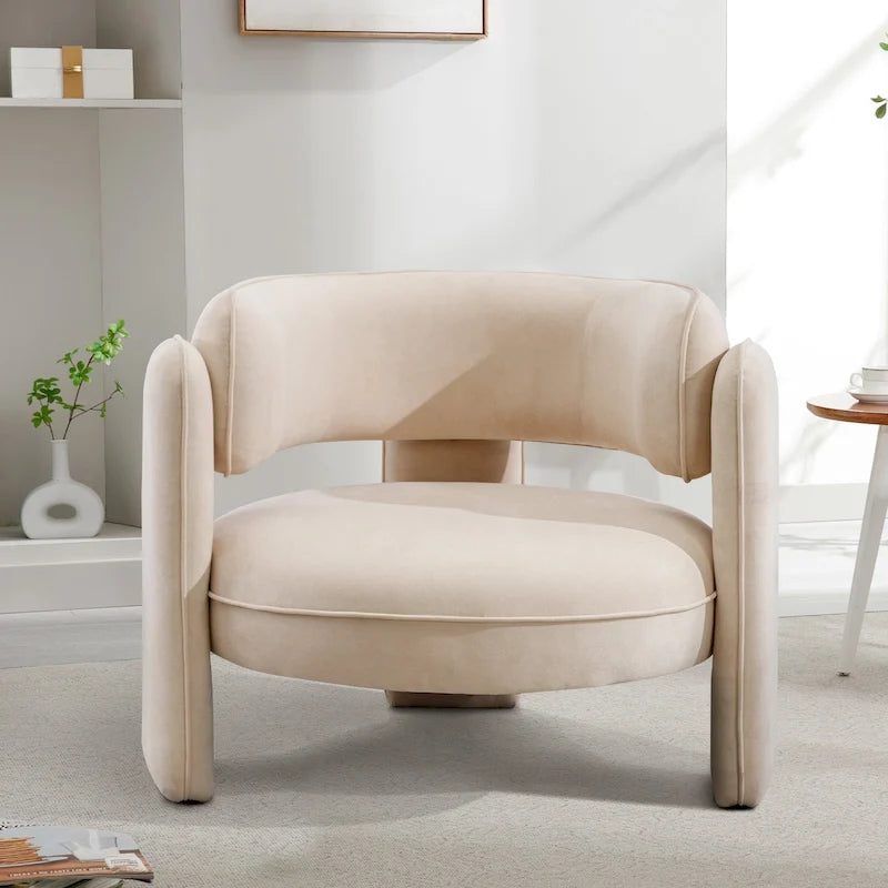 Fauteuil d'appoint moderne en velours avec accoudoirs pour salon
