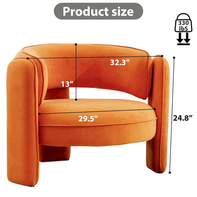 Fauteuil d'appoint moderne en velours avec accoudoirs pour salon