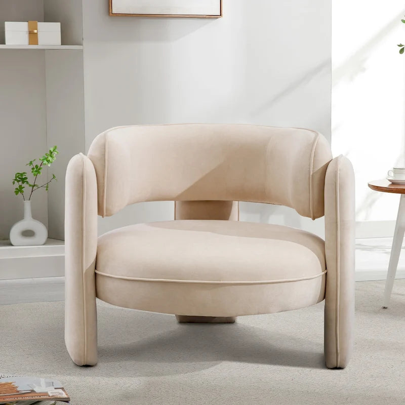 Fauteuil d'appoint moderne en velours avec accoudoirs pour salon