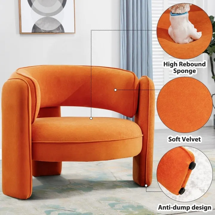 Fauteuil d'appoint moderne en velours avec accoudoirs pour salon