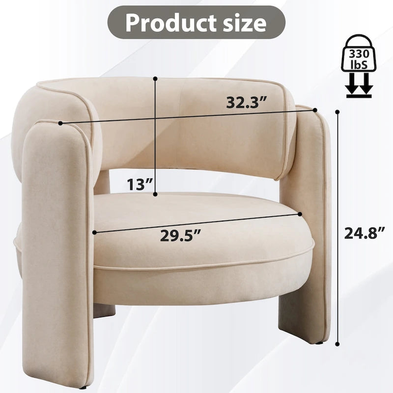 Fauteuil d'appoint moderne en velours avec accoudoirs pour salon