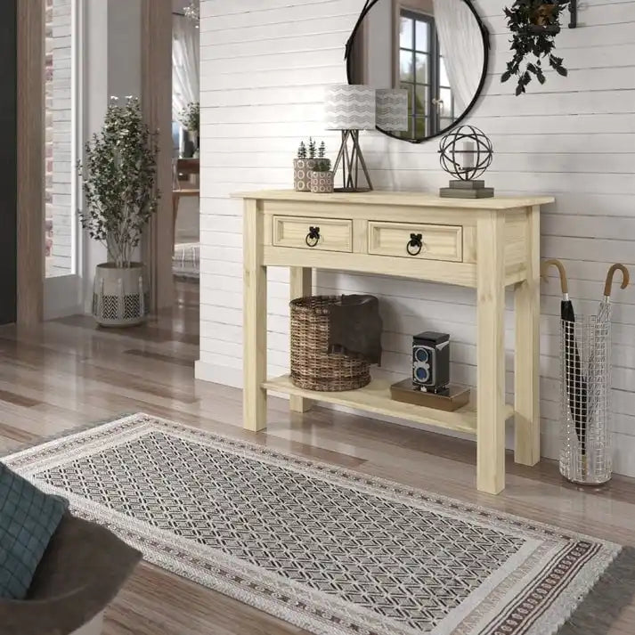 Console de table en bois 2 tiroirs