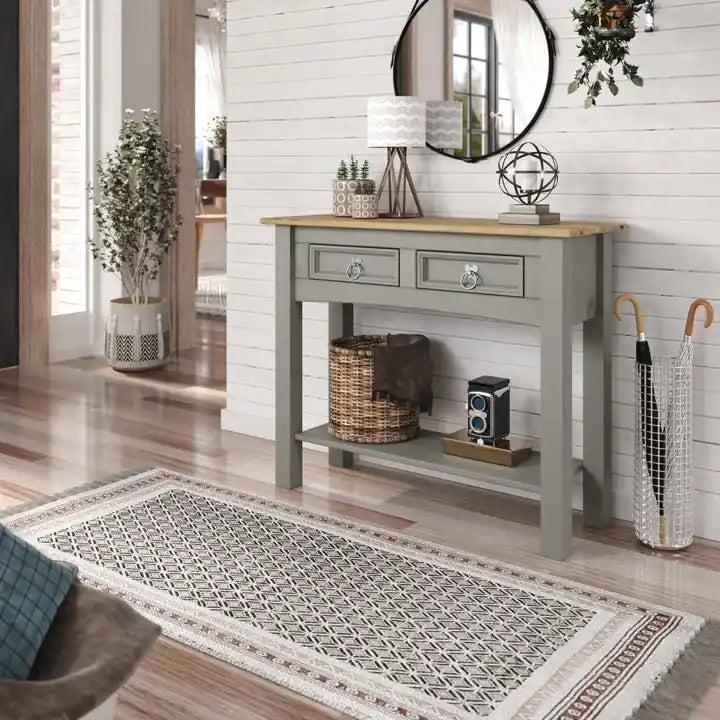 Console de table en bois 2 tiroirs