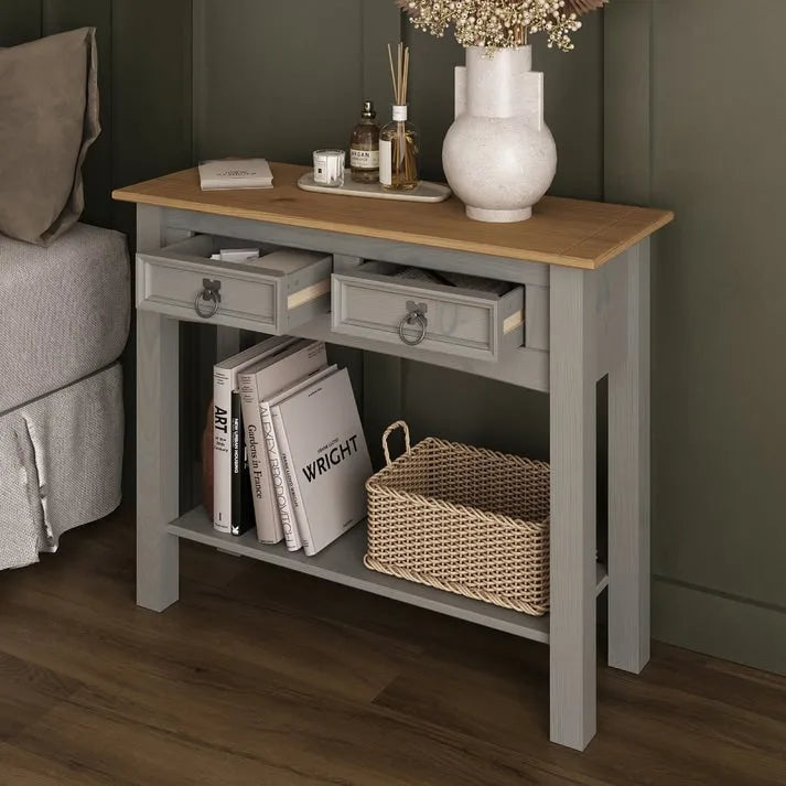 Console de table en bois 2 tiroirs