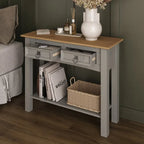 Console de table en bois 2 tiroirs