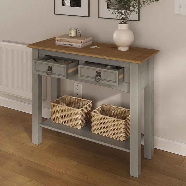 Console de table en bois 2 tiroirs
