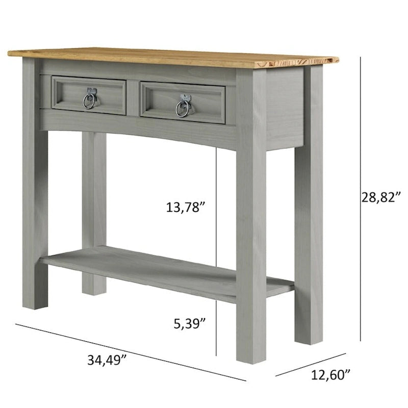 Console de table en bois 2 tiroirs
