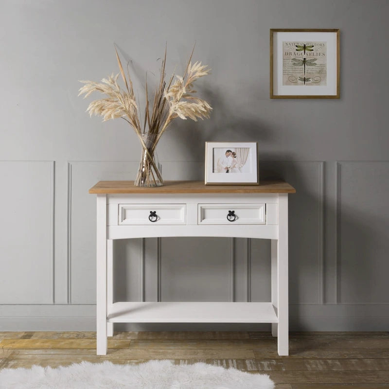Console de table en bois 2 tiroirs