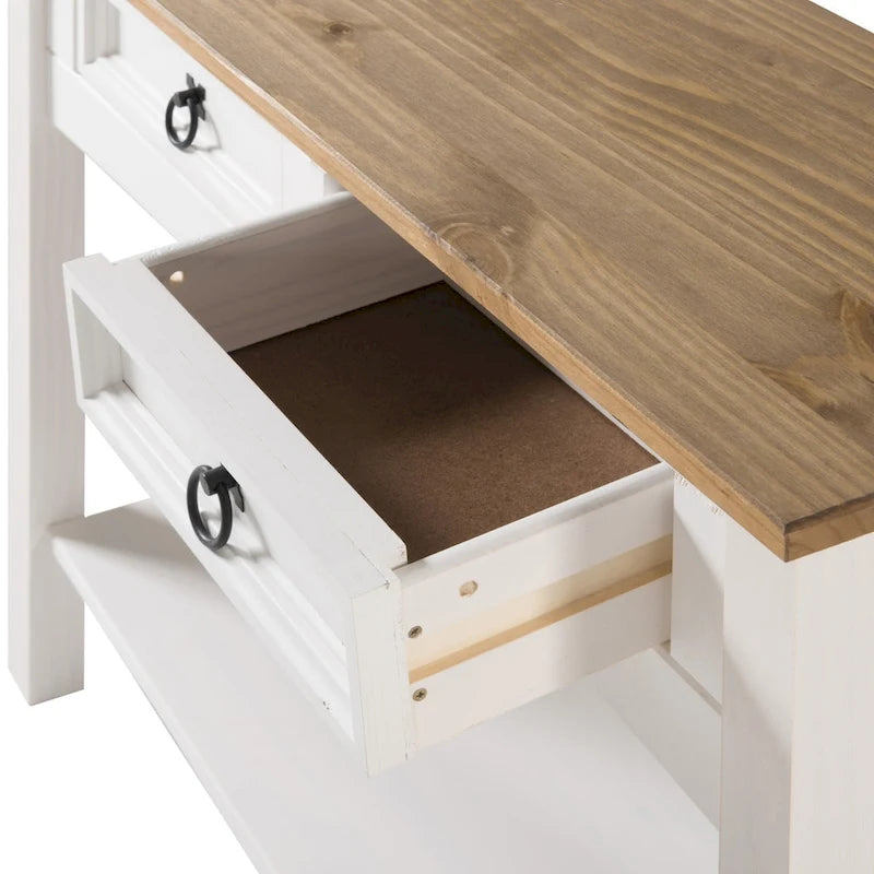 Console de table en bois 2 tiroirs