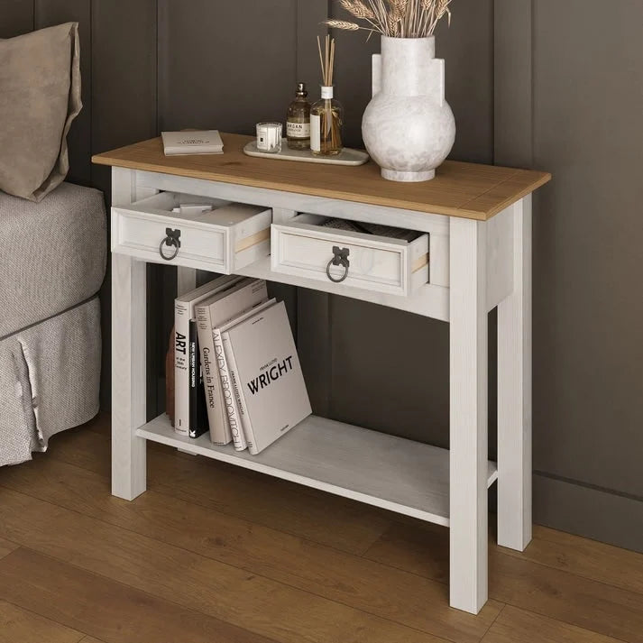 Console de table en bois 2 tiroirs
