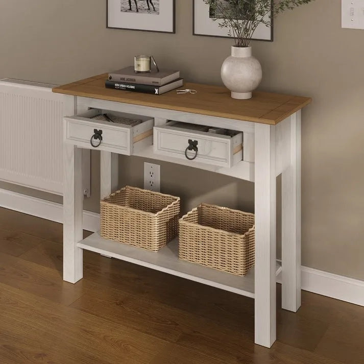 Console de table en bois 2 tiroirs