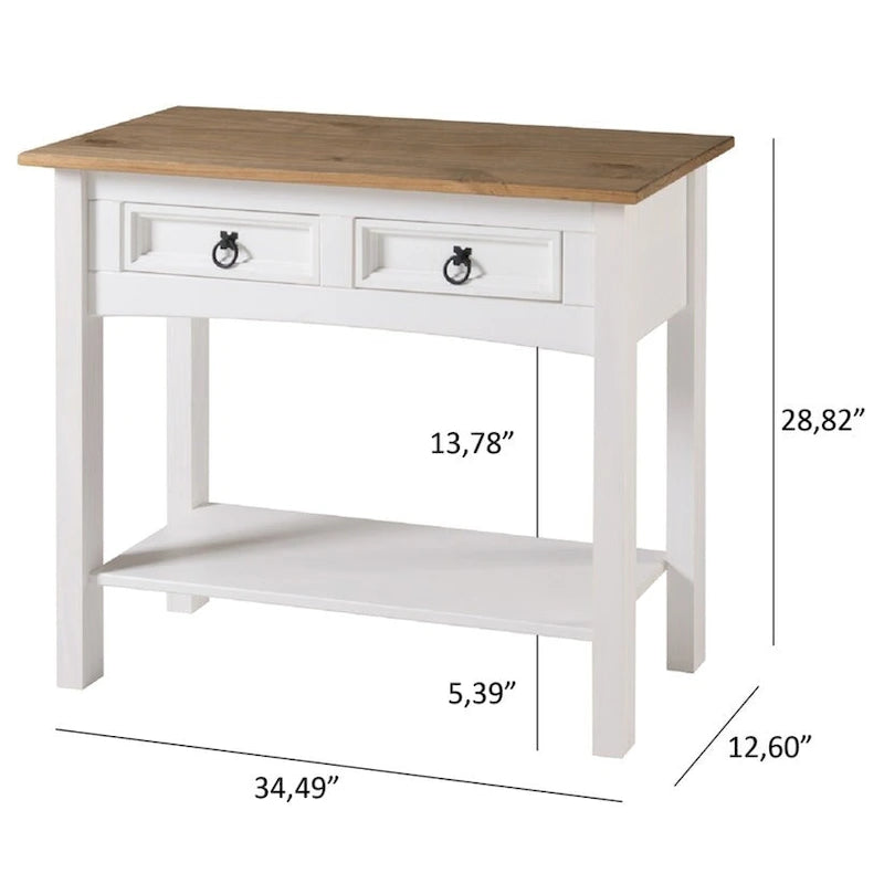 Console de table en bois 2 tiroirs