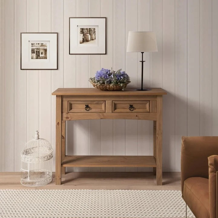 Console de table en bois 2 tiroirs